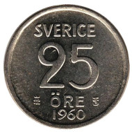 Монета 25 эре. 1960 год, Швеция. Монета 25 эре. 1960 год, Швеция.