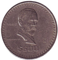 Монета 500 песо. 1988 год, Мексика. Франсиско Игнасио Мадеро. Монета 500 песо. 1988 год, Мексика. Франсиско Игнасио Мадеро.