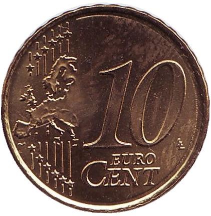 Монета 10 центов. 2008 год, Испания.