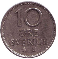 Монета 10 эре. 1973 год, Швеция. Из обращения. Монета 10 эре. 1973 год, Швеция. Из обращения.