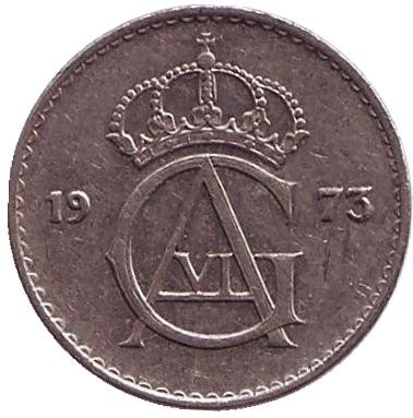 Монета 10 эре. 1973 год, Швеция. Из обращения. Монета 10 эре. 1973 год, Швеция. Из обращения.