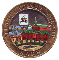 Монета 10 рублей. 2019 год, ММД, Россия. (Цветная) Клин. Серия "Древние города России". Монета 10 рублей. 2019 год, ММД, Россия. (Цветная) Клин. Серия "Древние города России".