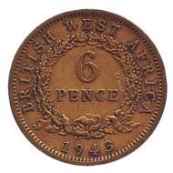 Монета 6 пенсов. 1943 год, Британская Западная Африка.