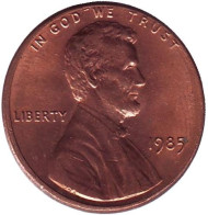 Монета 1 цент. 1985 год (P), США. Линкольн. Монета 1 цент. 1985 год (P), США. Линкольн.