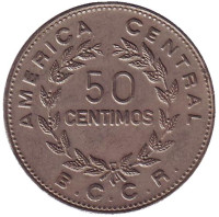 Монета 50 сантимов. 1975 год, Коста-Рика.
