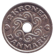Монета 2 кроны. 2005 год, Дания. Монета 2 кроны. 2005 год, Дания.