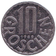 Монета 10 грошей. 1989 год, Австрия. Монета 10 грошей. 1989 год, Австрия.