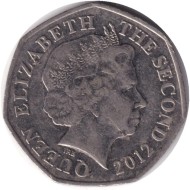 Монета 50 пенсов. 2012 год, Джерси. Замок Гросне. Монета 50 пенсов. 2012 год, Джерси. Замок Гросне.