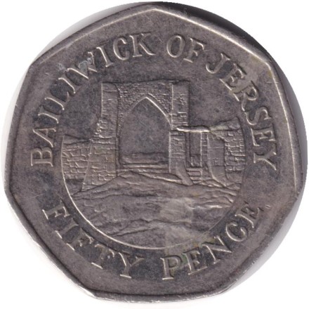 Монета 50 пенсов. 2012 год, Джерси. Замок Гросне.