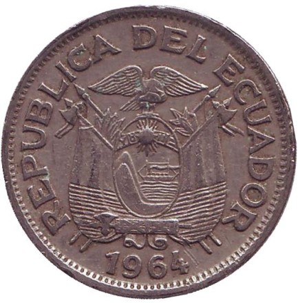 Монета 1 сукре. 1964 год, Эквадор. Антонио Сукре.