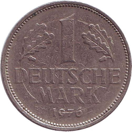 Монета 1 марка. 1976 год (F), ФРГ.