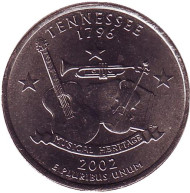 Монета 25 центов (D). 2002 год, США. Теннесси. Штат № 16. Монета 25 центов (D). 2002 год, США. Теннесси. Штат № 16.
