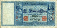 Рейхсбанкнота 100 марок. 1910 год, Германская империя. Рейхсбанкнота 100 марок. 1910 год, Германская империя.