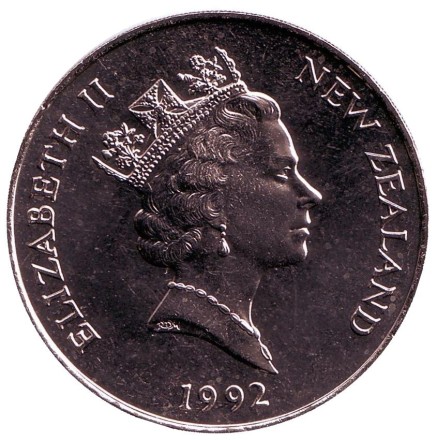 Монета 5 долларов. 1992 год, Новая Зеландия. Джеймс Кук. Серия "Первооткрыватели".