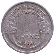 Монета 1 франк. 1946 (B) год, Франция. Монета 1 франк. 1946 (B) год, Франция.