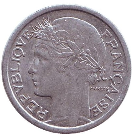 Монета 1 франк. 1946 (B) год, Франция. Монета 1 франк. 1946 (B) год, Франция.