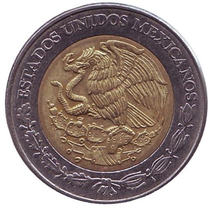 Монета 5 песо. 1999 год, Мексика.