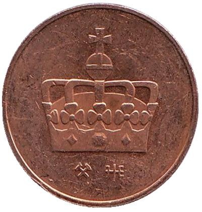 Монета 50 эре. 1998 год, Норвегия. Животное.