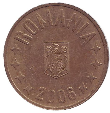 Монета 50 бани. 2006 год, Румыния.