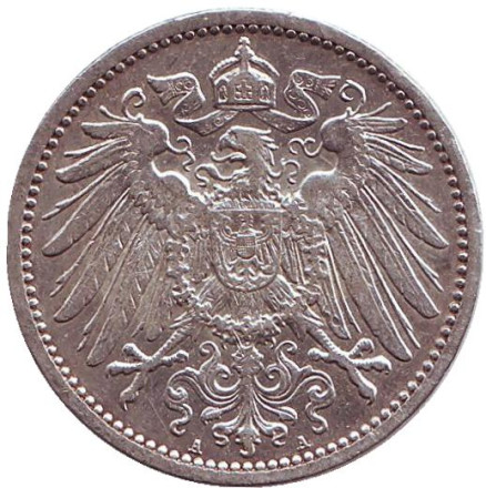 Монета 1 марка. 1911 год (A), Германская империя.
