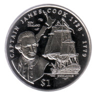 Монета 1 доллар, 1999 год, Либерия. Джеймс Кук.