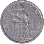 Монета 2 франка. 1965 год, Французская Полинезия. Монета 2 франка. 1965 год, Французская Полинезия.