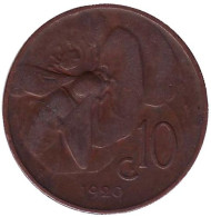 Монета 10 чентезимо. 1920 год, Италия. Пчела. Монета 10 чентезимо. 1920 год, Италия. Пчела.