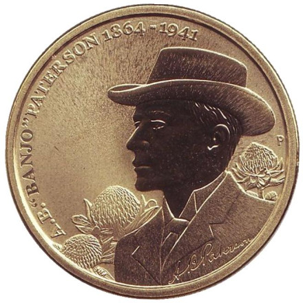 Монета 1 доллар. 2014 год, Австралия. Эндрю "Банджо" Патерсон.