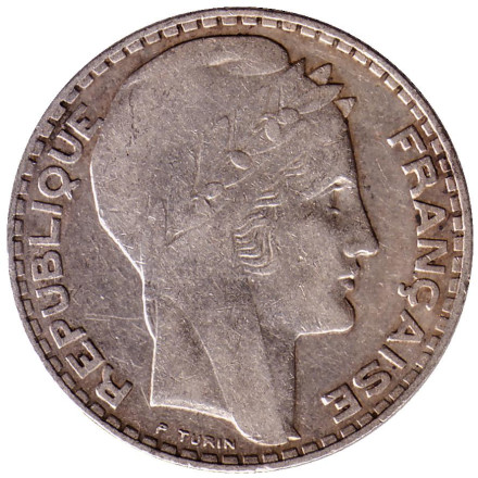 Монета 10 франков. 1934 год, Франция.