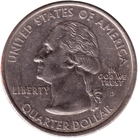 Монета 25 центов (D). 2001 год, США. Кентукки. Штат № 15.