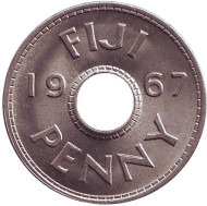 Монета 1 пенни. 1967 год, Фиджи. aUNC. Монета 1 пенни. 1967 год, Фиджи. aUNC.