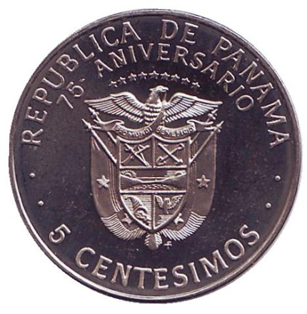 Монета 5 сентесимо. 1978 год, Панама. 75 лет Независимости. Карлос Финлей. Монета 5 сентесимо. 1978 год, Панама. 75 лет Независимости. Карлос Финлей.