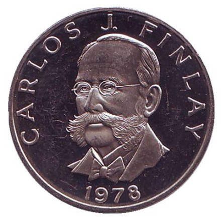 Монета 5 сентесимо. 1978 год, Панама. 75 лет Независимости. Карлос Финлей.