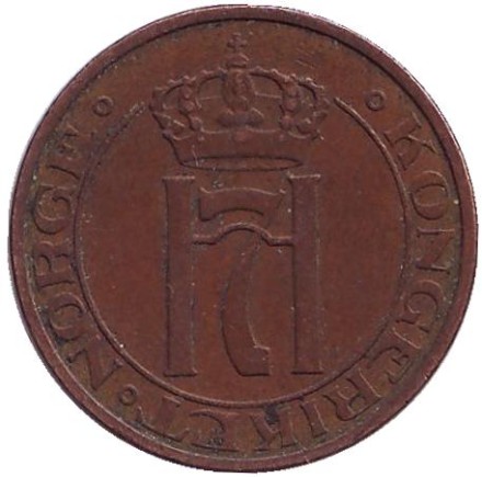 Монета 2 эре. 1937 год, Норвегия. Монета 2 эре. 1937 год, Норвегия.