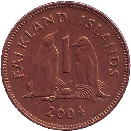 Монета 1 пенни. 2004 год, Фолклендские острова. Субантарктические пингвины.