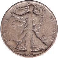 Монета 50 центов. 1935 год, США. Шагающая свобода. (Без отметки монетного двора). Монета 50 центов. 1935 год, США. Шагающая свобода. (Без отметки монетного двора).