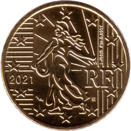 Монета 50 центов. 2021 год, Франция.