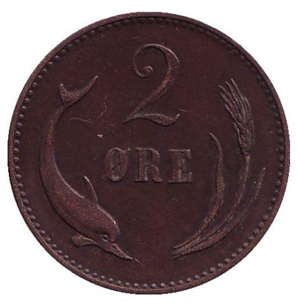 Монета 2 эре. 1874 год, Дания.