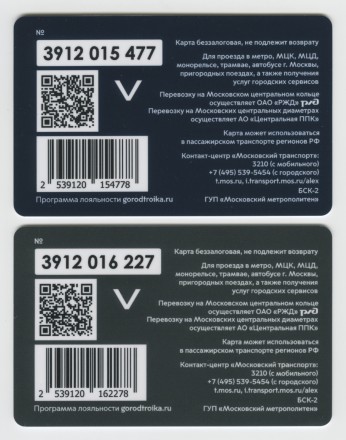 Комплект из 2-х электронных карт "Тройка". 2023 год. Россия, Москва. Государственный музей-заповедник Останкино и Кусково.