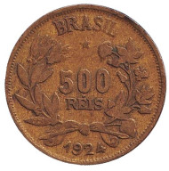 Монета 500 рейсов. 1924 год, Бразилия. Монета 500 рейсов. 1924 год, Бразилия.