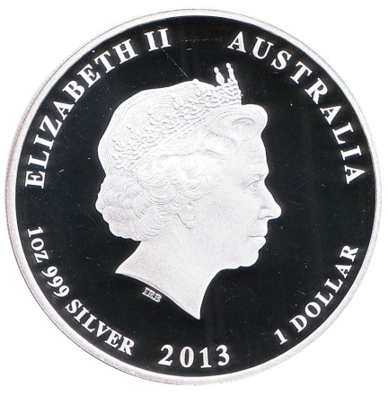 Монета 1 доллар. 2013 год, Австралия. (Цветная, Proof) Год змеи. Монета 1 доллар. 2013 год, Австралия. (Цветная, Proof) Год змеи.