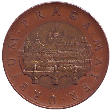 Монета 50 крон. 2009 год, Чехия. Из обращения. Прага.