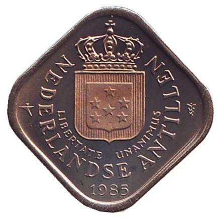 Монета 5 центов. 1985 год, Нидерландские Антильские острова. UNC. Монета 5 центов. 1985 год, Нидерландские Антильские острова. UNC.