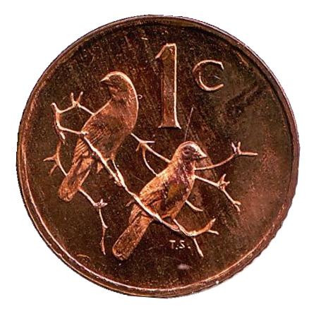 Монета 1 цент. 1984 год, ЮАР. UNC. Воробьи.