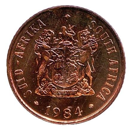 Монета 1 цент. 1984 год, ЮАР. UNC. Воробьи.