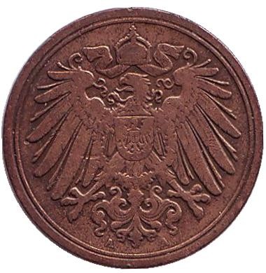 Монета 1 пфенниг. 1891 год (A), Германская империя.