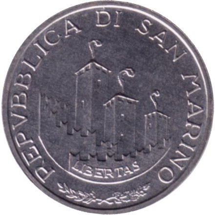 Монета 5 лир. 1993 год, Сан-Марино. Лопата и мотыга. Монета 5 лир. 1993 год, Сан-Марино. Лопата и мотыга.