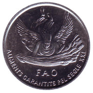 Монета 1 сантим, 1999 год, Андорра. Ангел со снопом пшеницы (ФАО). Монета 1 сантим, 1999 год, Андорра. Ангел со снопом пшеницы (ФАО).