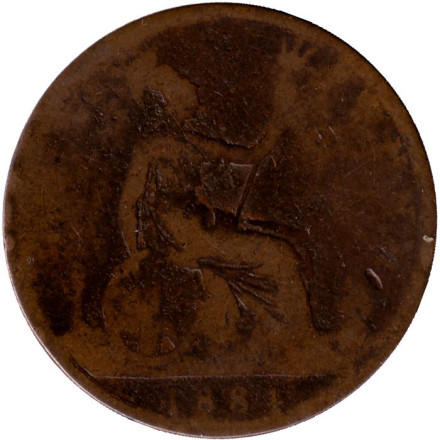 Монета 1 пенни. 1884 год, Великобритания.