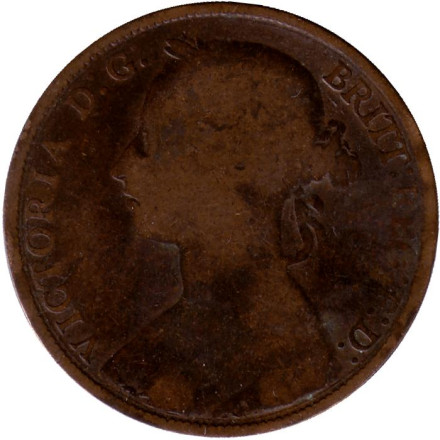 Монета 1 пенни. 1884 год, Великобритания. Монета 1 пенни. 1884 год, Великобритания.
